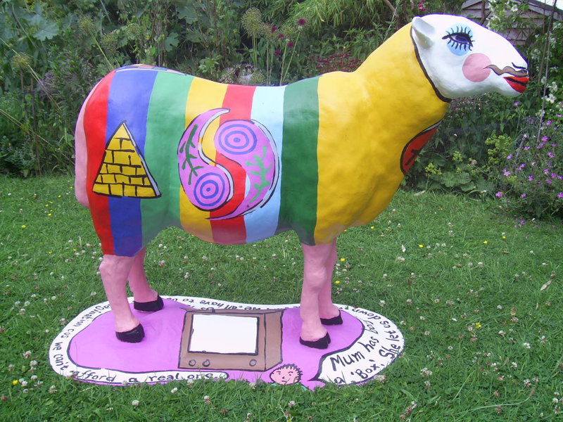 Pyramid of arts fibreglass sheep