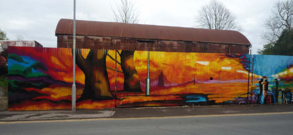 ross corrugated iron fence landscape mural